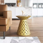 Alaterre Furniture Kian Side Table Hierro Dorado: Pedestal, Moderno, No Requiere Montaje, Capacidad de 100 kg