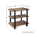Mesa auxiliar de 27 pulgadas Modesto con 2 estantes y correa de metal, madera - Alaterre Furniture: Diseño rústico industrial, estructura negra
