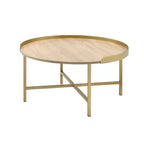 Acme Furniture Mithea Coffee Table Oak Table Top/Gold Finish