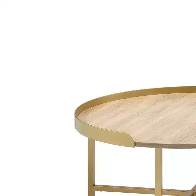 Mesa de centro Mithea de Acme Furniture con tapa de roble/acabado dorado