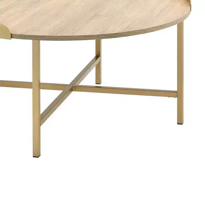 Mesa de centro Mithea de Acme Furniture con tapa de roble/acabado dorado