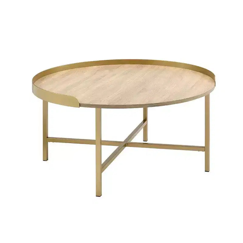 Mesa de centro Mithea de Acme Furniture con tapa de roble/acabado dorado