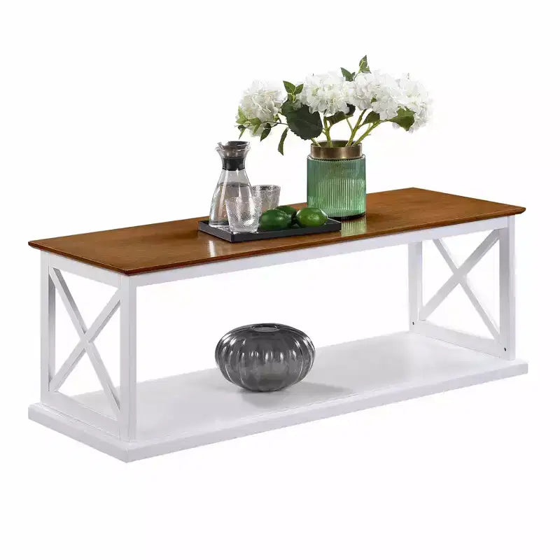 Mesa de centro Coventry con estante color madera a la deriva/blanco - Breighton Home