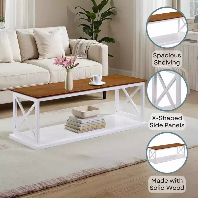 Mesa de centro Coventry con estante color madera a la deriva/blanco - Breighton Home