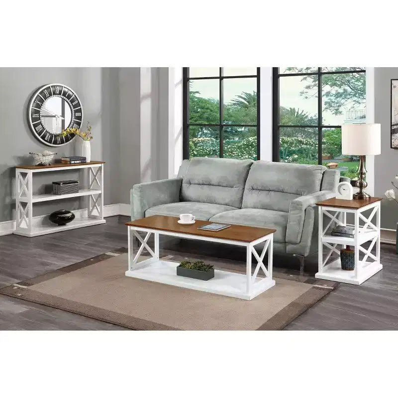 Mesa de centro Coventry con estante color madera a la deriva/blanco - Breighton Home