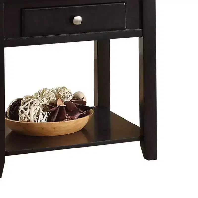 Mesa auxiliar Malachi de 22" negra - Acme Furniture: Tapa elevable, Almacenamiento, Patas cónicas, Estante