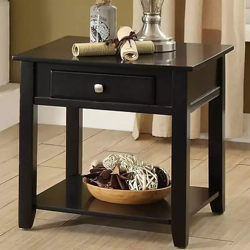 Mesa auxiliar Malachi de 22" negra - Acme Furniture: Tapa elevable, Almacenamiento, Patas cónicas, Estante