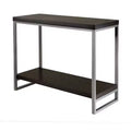 Jared Console Table, Enamel Steel Tube - Dark Espresso - Winsome: Entryway Accent, Bottom Shelf Storage