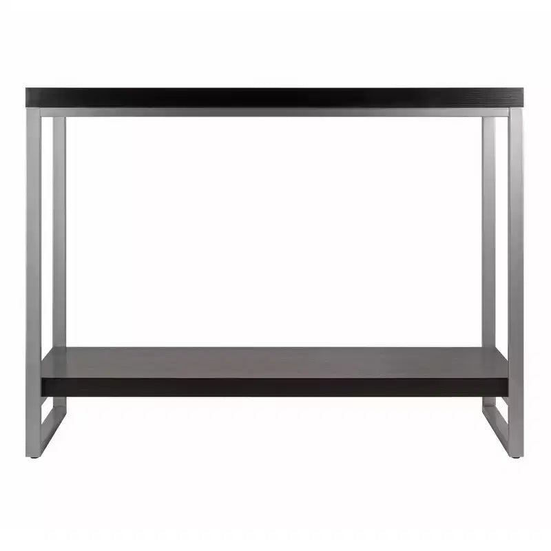 Mesa Consola Jared, Tubo de Acero Esmaltado - Espresso Oscuro - Winsome: Acento para Entrada, Estante Inferior de Almacenamiento