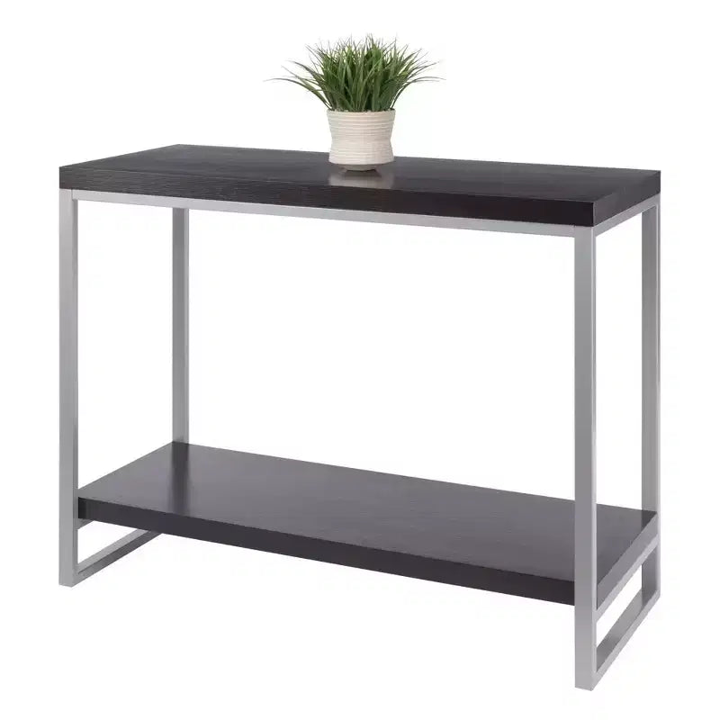 Mesa Consola Jared, Tubo de Acero Esmaltado - Espresso Oscuro - Winsome: Acento para Entrada, Estante Inferior de Almacenamiento