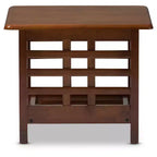 Baxton Studio Larissa - Mesa auxiliar moderna clásica estilo misión para sala de estar, color cerezo marrón: Mesa auxiliar cuadrada de caucho con estante