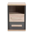 Pandora Mesita de noche moderna y contemporánea de dos tonos con 2 cajones gris oscuro - Baxton Studio: Mesita de noche con almacenamiento, madera MDF