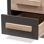 Pandora Mesita de noche moderna y contemporánea de dos tonos con 2 cajones gris oscuro - Baxton Studio: Mesita de noche con almacenamiento, madera MDF
