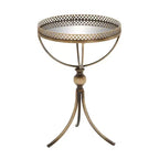 Mesa redonda con pedestal de metal y cristal dorada - Olivia & May