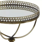 Mesa redonda con pedestal de metal y cristal dorada - Olivia & May