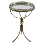 Mesa redonda con pedestal de metal y cristal dorada - Olivia & May