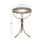 Mesa redonda con pedestal de metal y cristal dorada - Olivia & May