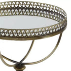 Mesa redonda con pedestal de metal y cristal dorada - Olivia & May