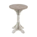 Farmhouse Chinese Fir Accent Table Gray - Olivia & May: Pedestal, Indoor Use, Round Shape