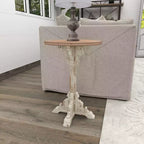 Mesa auxiliar de abeto chino estilo casa de campo gris - Olivia y May: Pedestal, Uso en interiores, Forma redonda