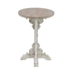Mesa auxiliar de abeto chino estilo casa de campo gris - Olivia y May: Pedestal, Uso en interiores, Forma redonda