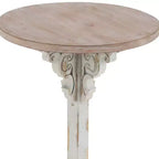 Mesa auxiliar de abeto chino estilo casa de campo gris - Olivia y May: Pedestal, Uso en interiores, Forma redonda