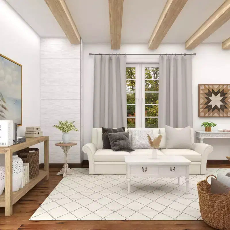 Mesa auxiliar de abeto chino estilo casa de campo gris - Olivia y May: Pedestal, Uso en interiores, Forma redonda