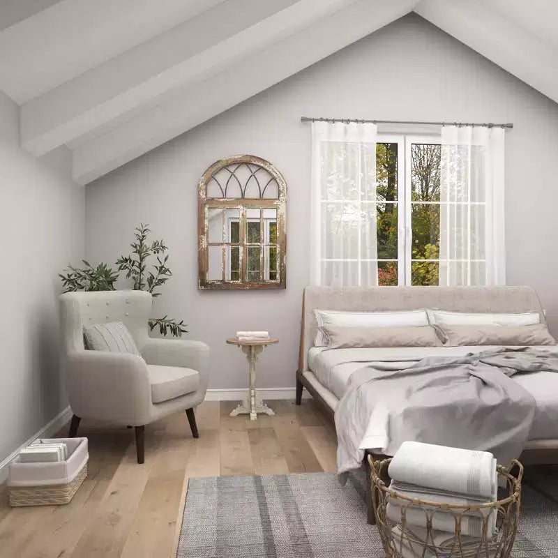 Mesa auxiliar de abeto chino estilo casa de campo gris - Olivia y May: Pedestal, Uso en interiores, Forma redonda