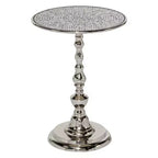 Glam Aluminum Pedestal Table Silver - Olivia & May: Round Luxury Accent, 20" Height, Metal Tabletop, 15.6" Width