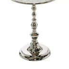 Mesa Pedestal de Aluminio Glam Plateada - Olivia & May: Acento Redondo de Lujo, 20" de Altura, Tablero de Metal, 15.6" de Ancho