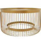 Mesa de centro contemporánea de metal dorado con espejo - Olivia y May