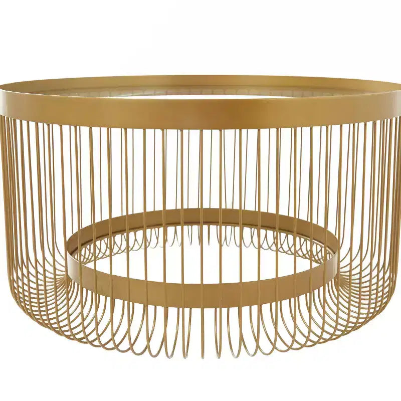 Mesa de centro contemporánea de metal dorado con espejo - Olivia y May