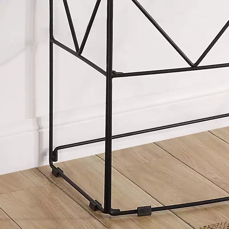 Mesa de sofá rectangular Drixol Nogal - miBasics: Estructura de acero, MDF y chapado de madera, 76,2 cm de alto, perfil estrecho