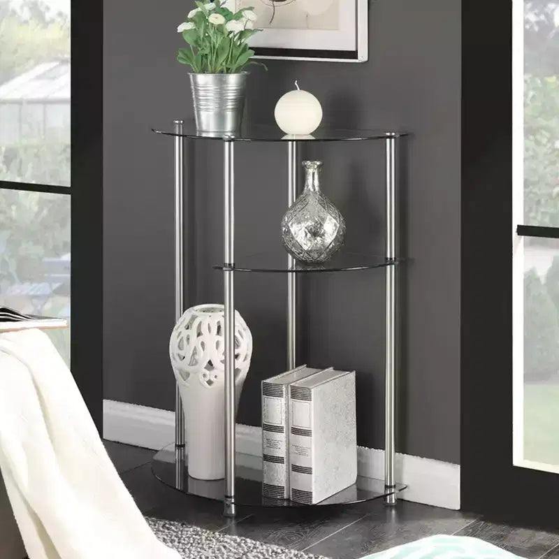 Breighton Home Designs2Go Classic Glass 3 Tier Display Entryway Hall Table de vidrio/cromo