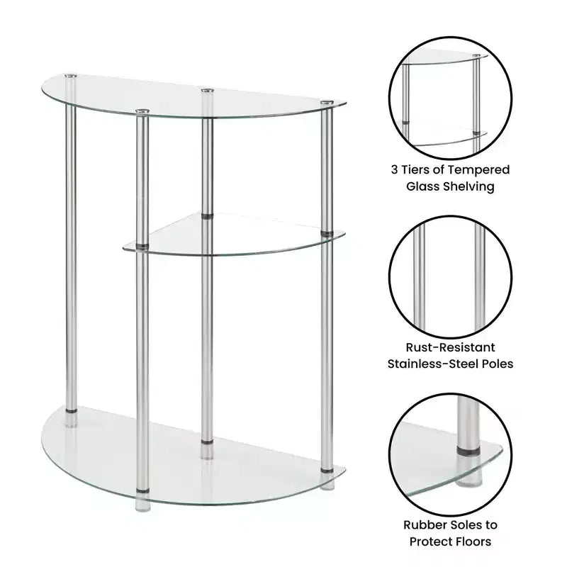 Breighton Home Designs2Go Classic Glass 3 Tier Display Entryway Hall Table de vidrio/cromo