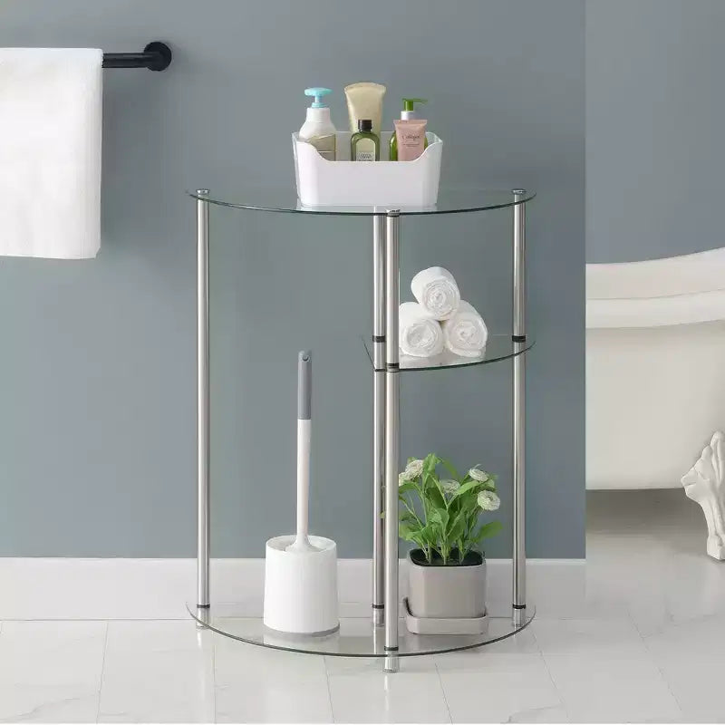 Breighton Home Designs2Go Classic Glass 3 Tier Display Entryway Hall Table de vidrio/cromo