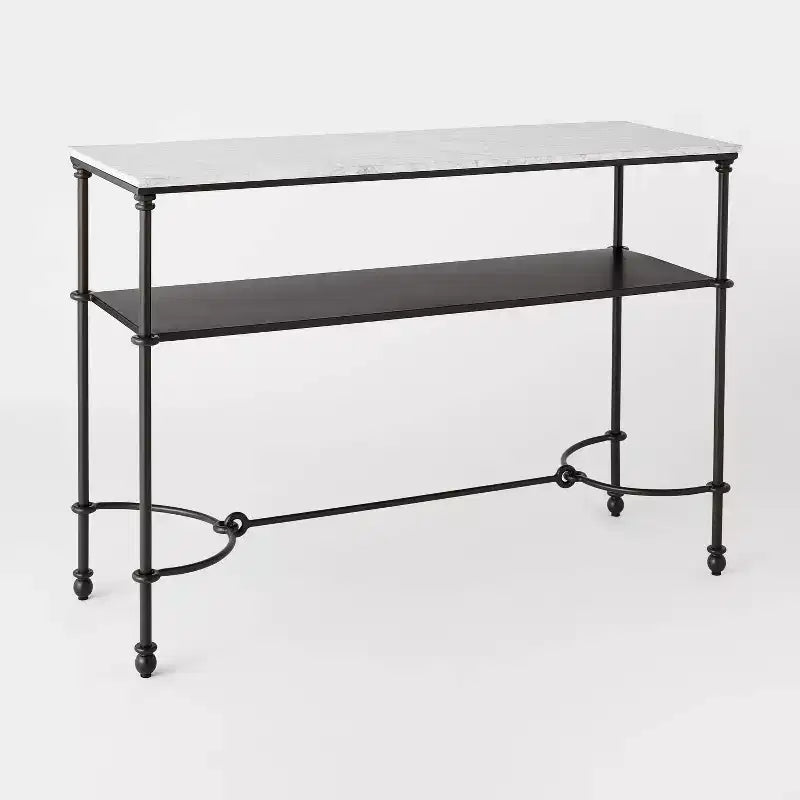 Metal and Marble Console Table with Shelf White Carrara Marble/Dark Bronze - Threshold™ designed with Studio McGee
