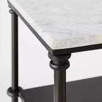 Mesa consola de metal y mármol con estante de mármol de Carrara blanco/bronce oscuro - Threshold™ diseñada con Studio McGee