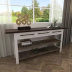 Mesa Consola Rectangular de Madera Estilo Casa de Campo Blanca - Olivia & May