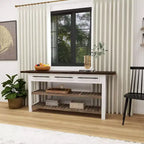 Mesa Consola Rectangular de Madera Estilo Casa de Campo Blanca - Olivia & May