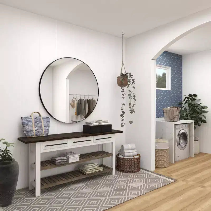 Mesa Consola Rectangular de Madera Estilo Casa de Campo Blanca - Olivia & May