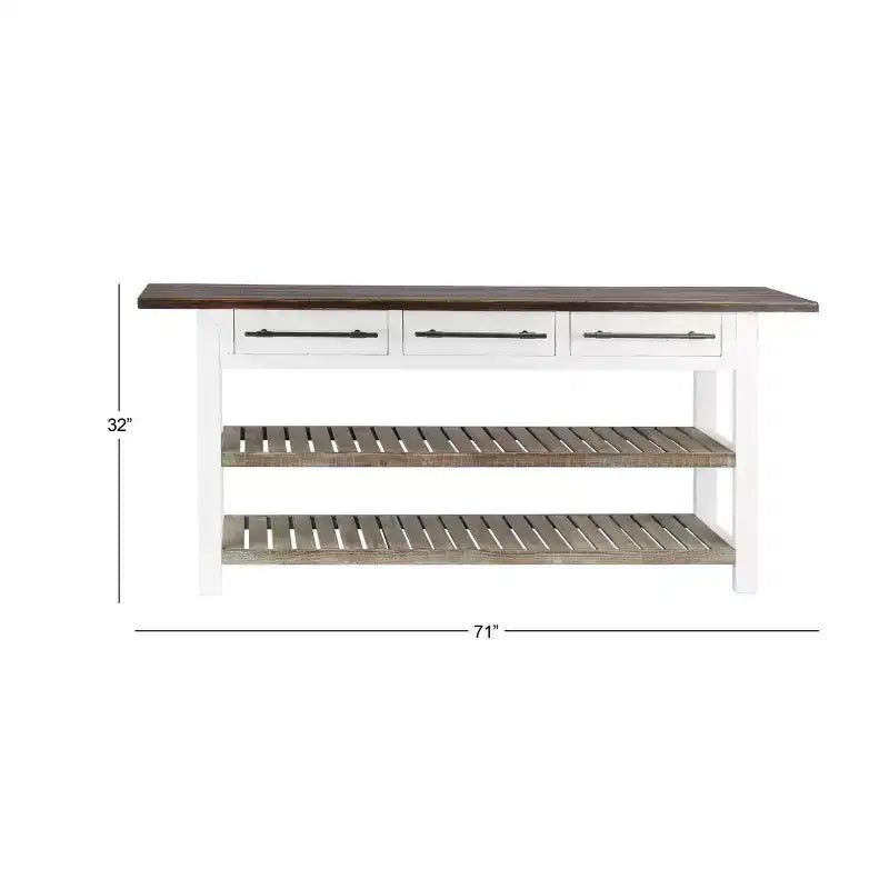Mesa Consola Rectangular de Madera Estilo Casa de Campo Blanca - Olivia & May