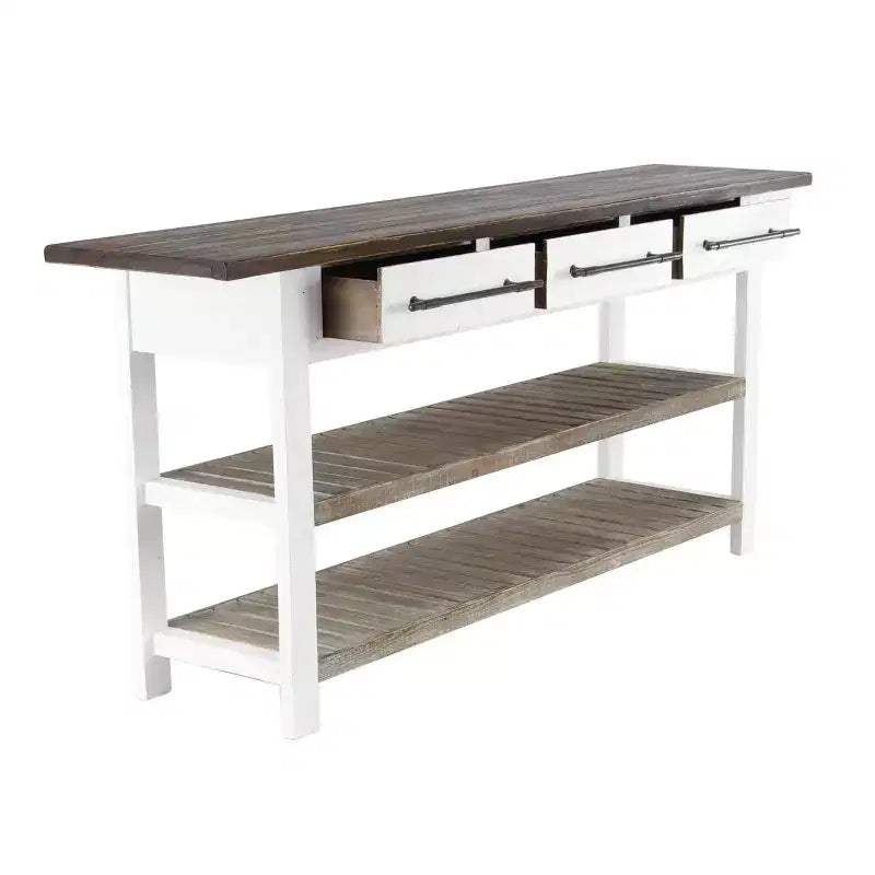 Mesa Consola Rectangular de Madera Estilo Casa de Campo Blanca - Olivia & May