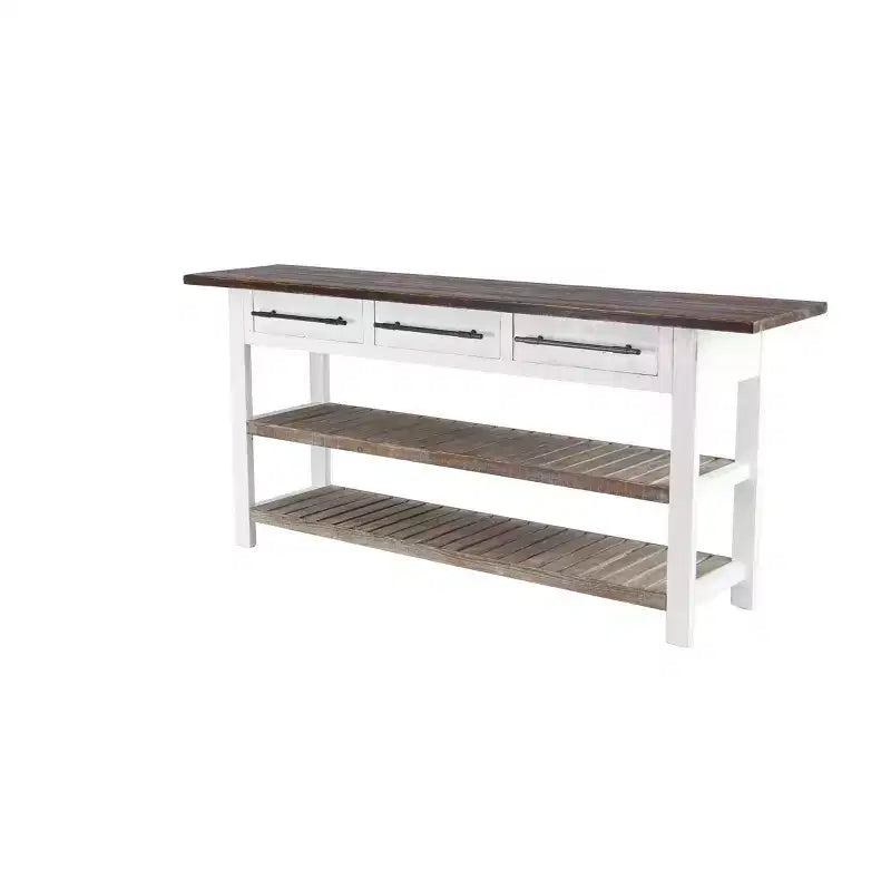 Mesa Consola Rectangular de Madera Estilo Casa de Campo Blanca - Olivia & May