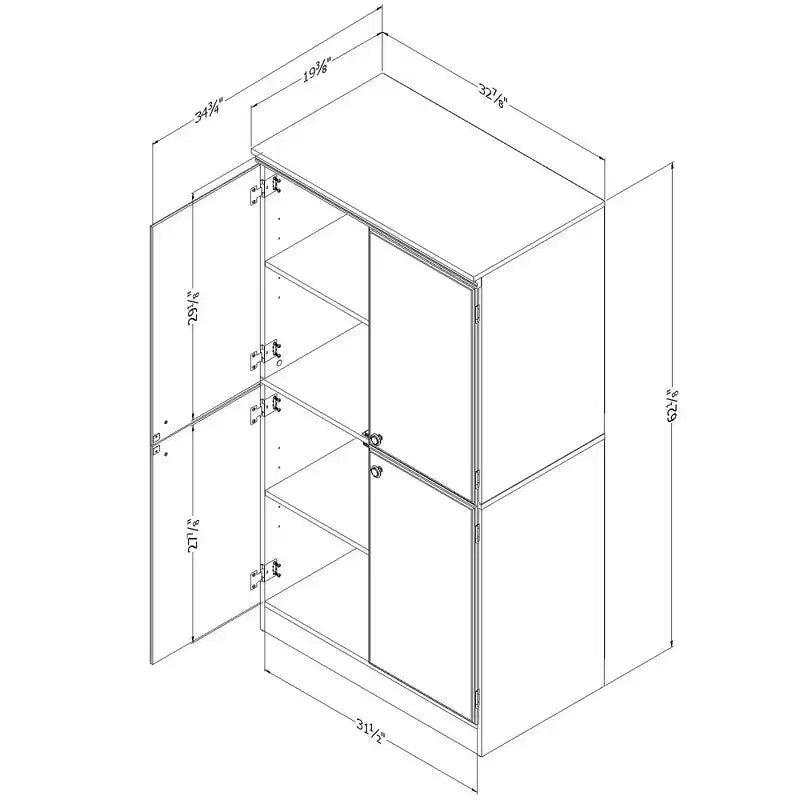 Armario de almacenamiento Morgan de 4 puertas roble - South Shore: Tablero de partículas laminado, Herrajes metálicos, Cumple las normas de seguridad
