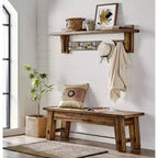 Estante con Perchero de Madera Industrial Durango, Marrón Oscuro - Muebles Alaterre: Moderno de Mediados de Siglo, Almacenamiento Montado en la Pared, 5 Ganchos