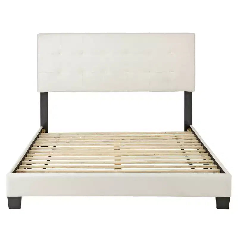 Cama Plataforma de Polipiel Macie Queen Blanca - Eco Dream