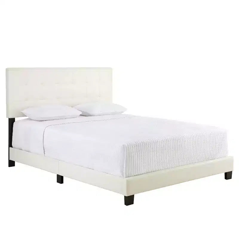 Cama Plataforma de Polipiel Macie Queen Blanca - Eco Dream