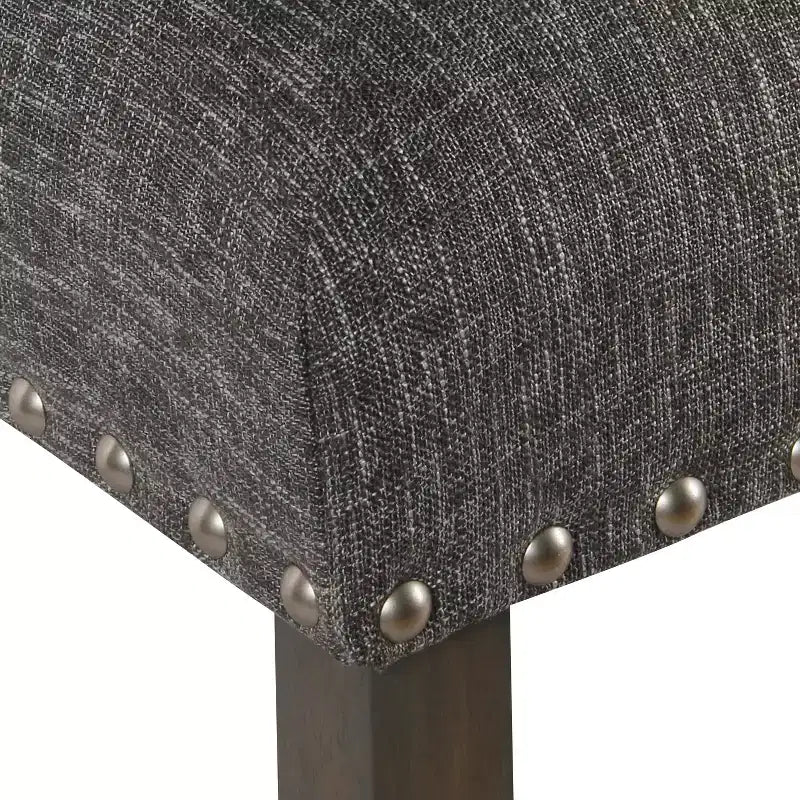 Taburete de bar tapizado de 24" de altura para mostrador con tachuelas - HomePop