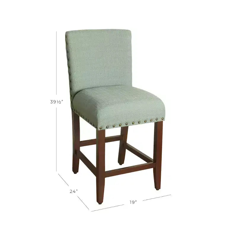 Taburete de bar tapizado de 24" de altura para mostrador con tachuelas - HomePop